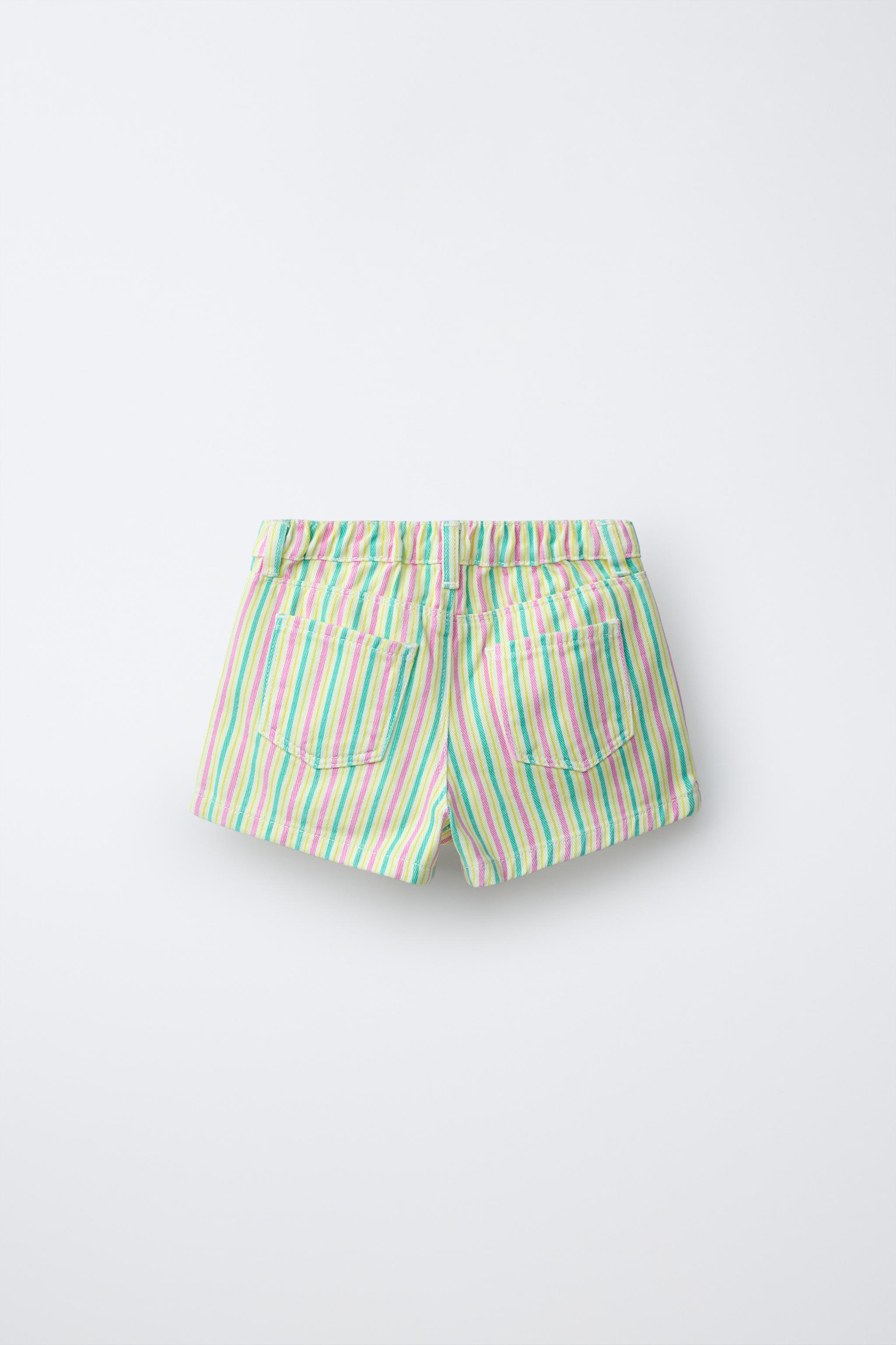STRIPED MOM FIT TWILL SHORTS